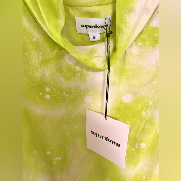 NEW w/ tags Superdown Lime Green Tie-Dye Maxi Dress w/ side slit, size M - Picture 3 of 5